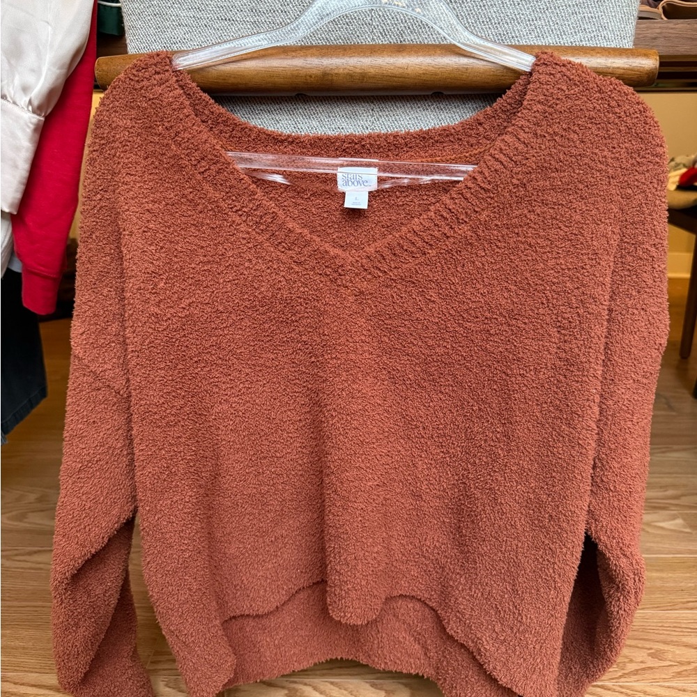 Stars Above Rust V-Neck Sweater